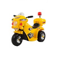 Vaikiškas motociklas su šoniniais ratukais, geltonas
